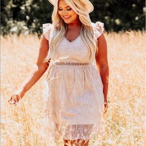 SOUTHERN FRIED CHIC BLUSH COLORED EMBROIDERED DRESS